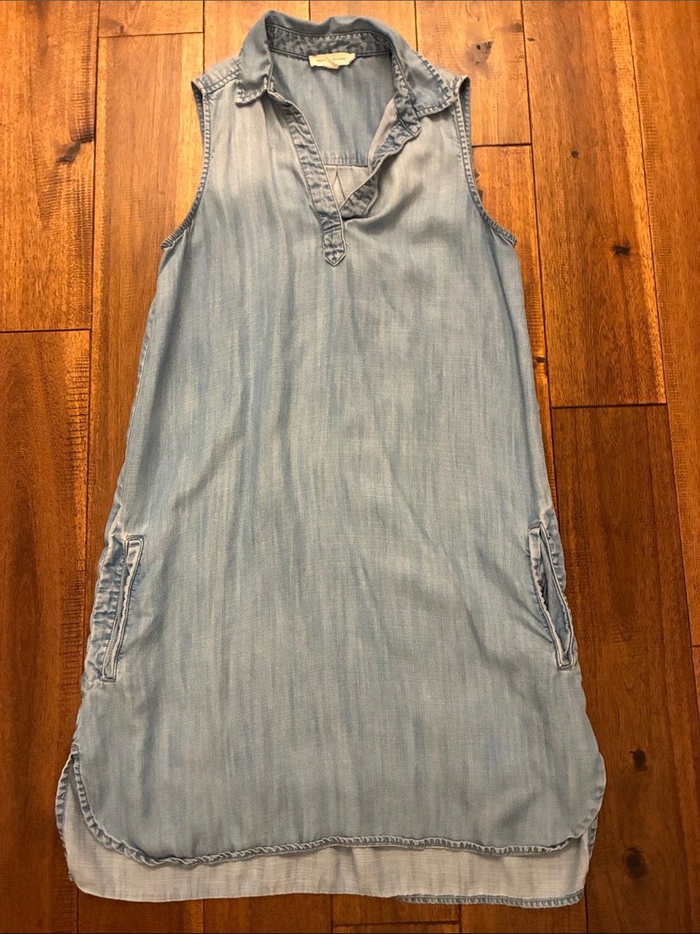 Sleeveless Light Blue Chambray Dress - XS